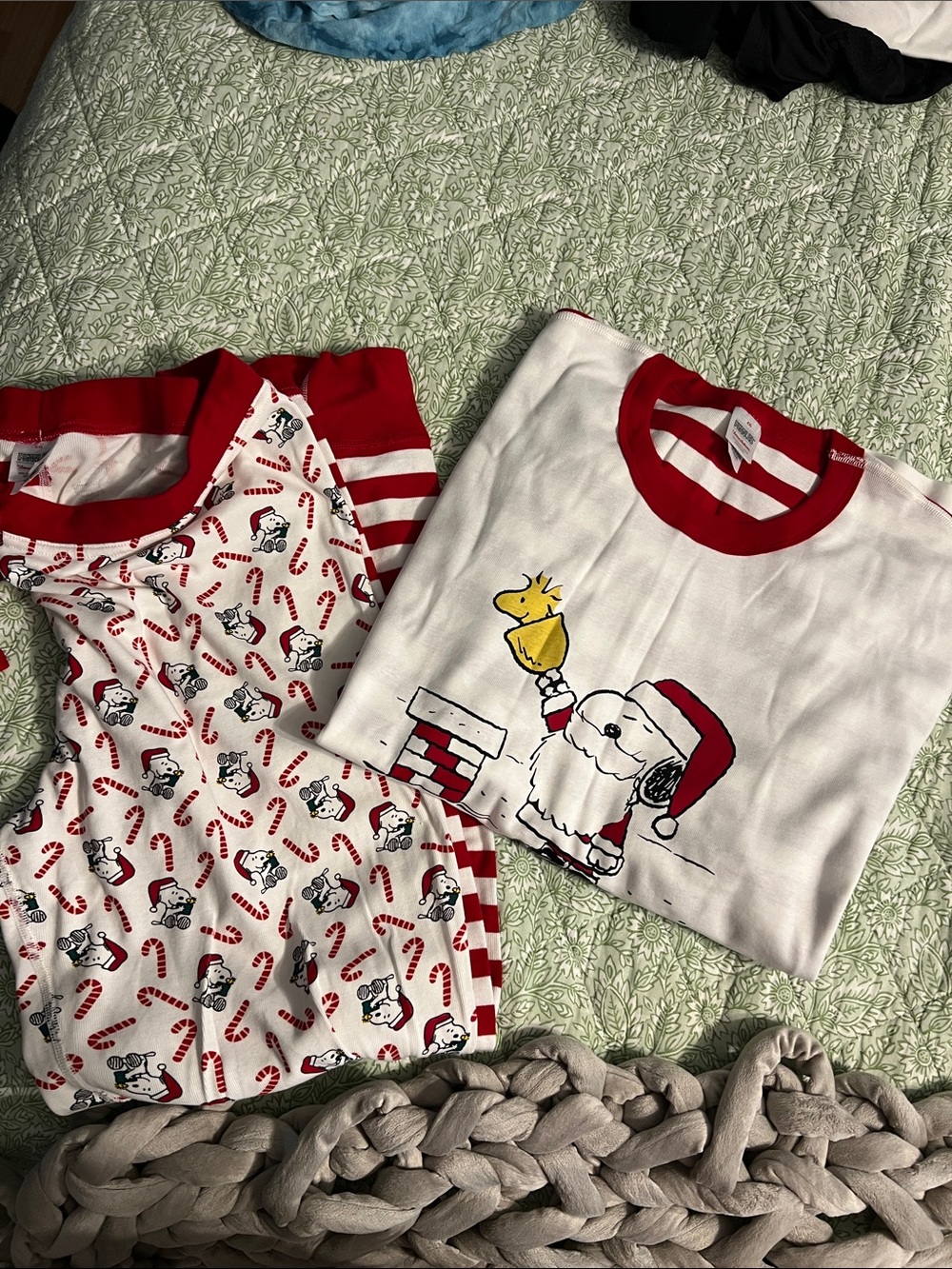 Men’s Christmas Snoopy Pajama Set - Red & White